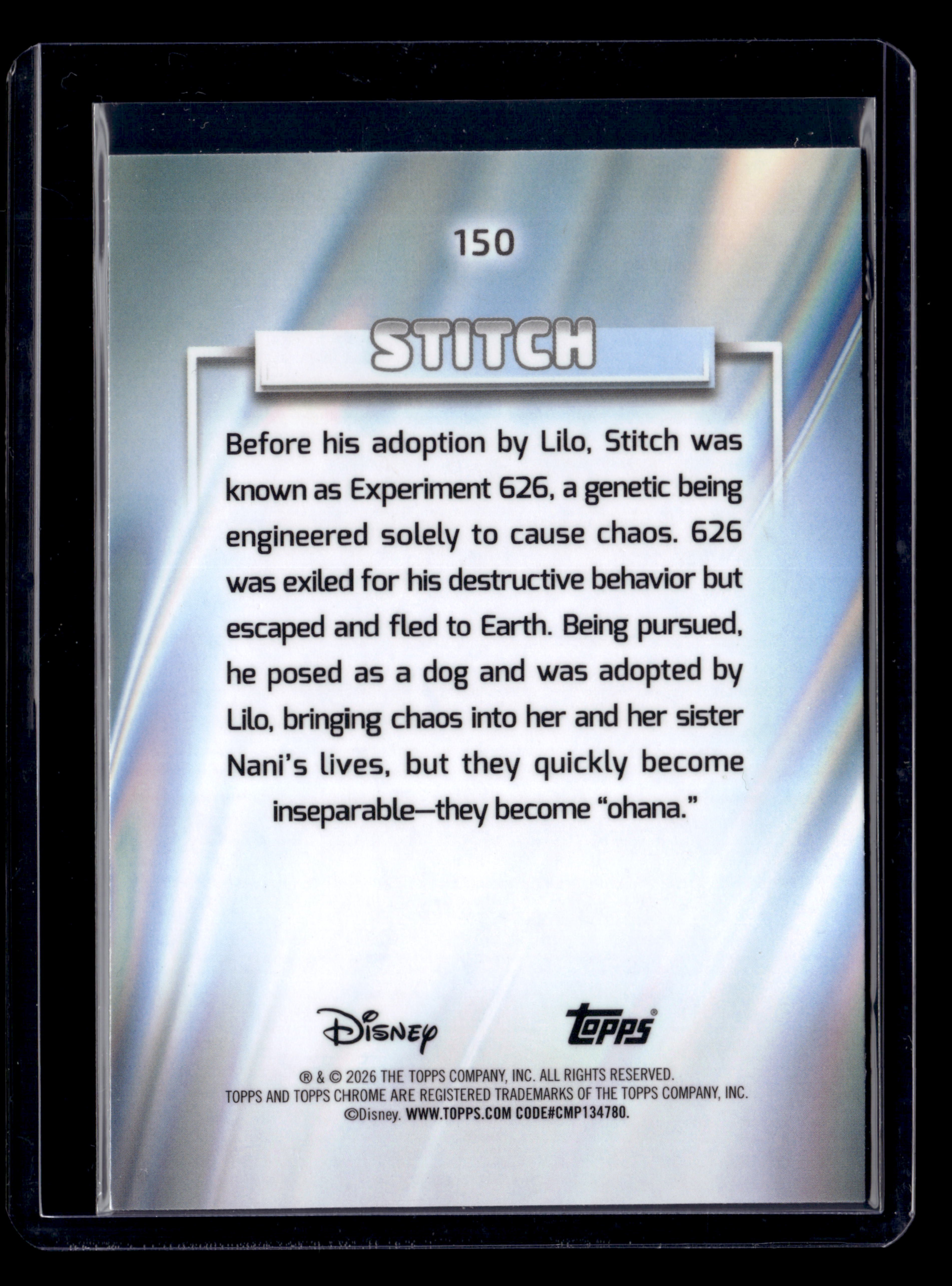 2026 Topps Chrome Disney 150 Stitch Green Refractor Wave /99