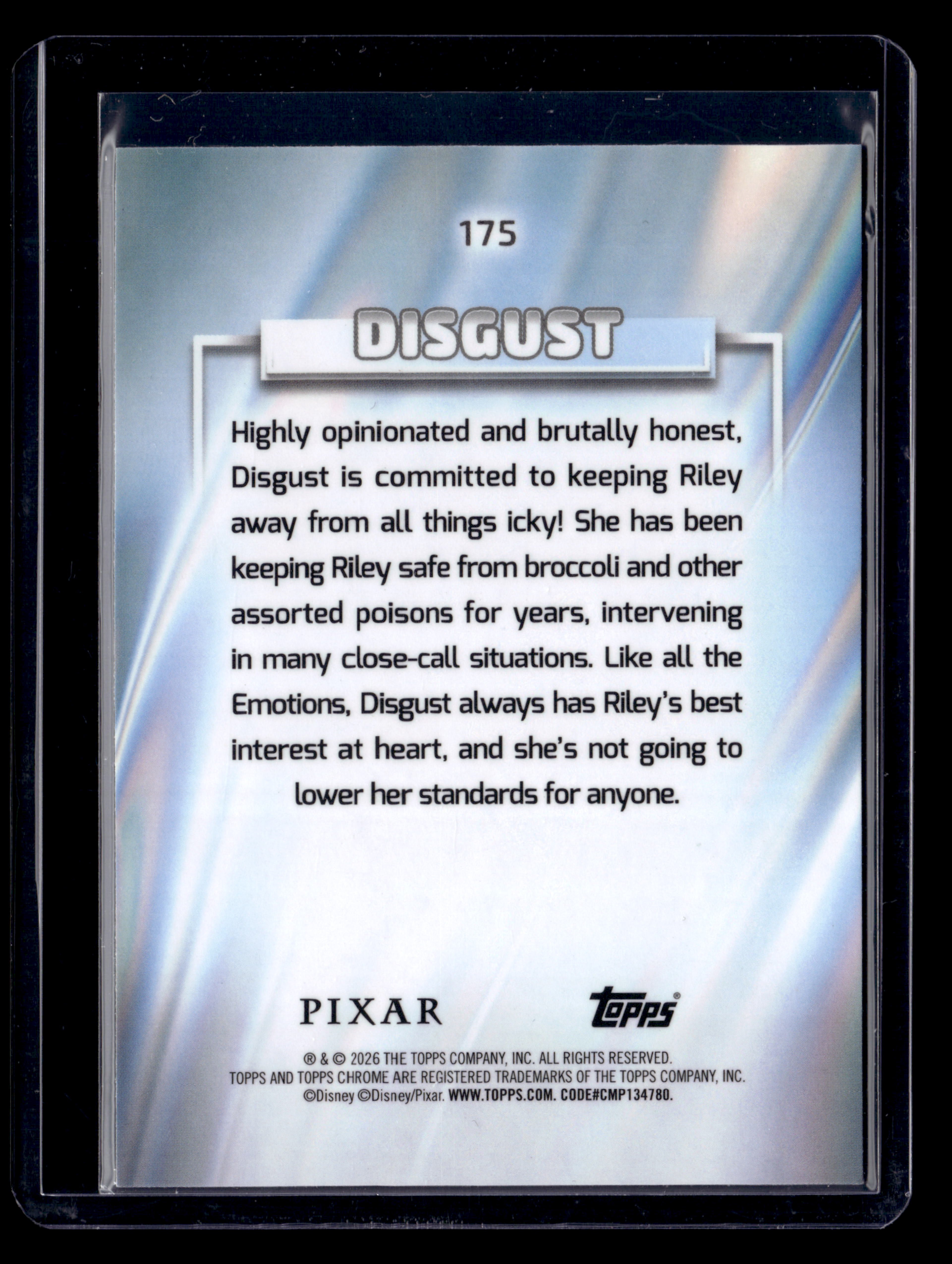 2026 Topps Chrome Disney 175 Disgust Blue Refractor /150