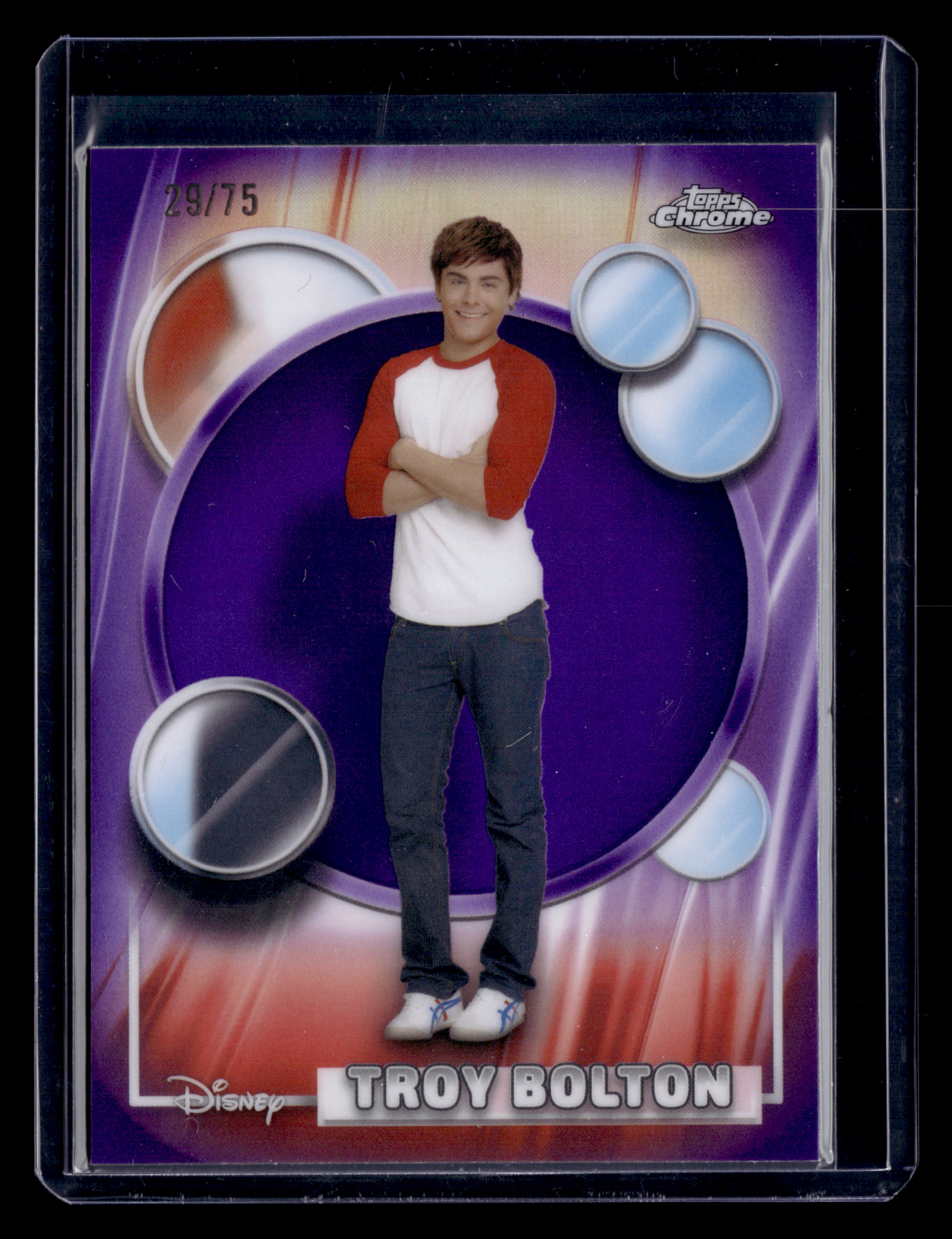 2026 Topps Chrome Disney 182 Troy Bolton Purple Refractor /75