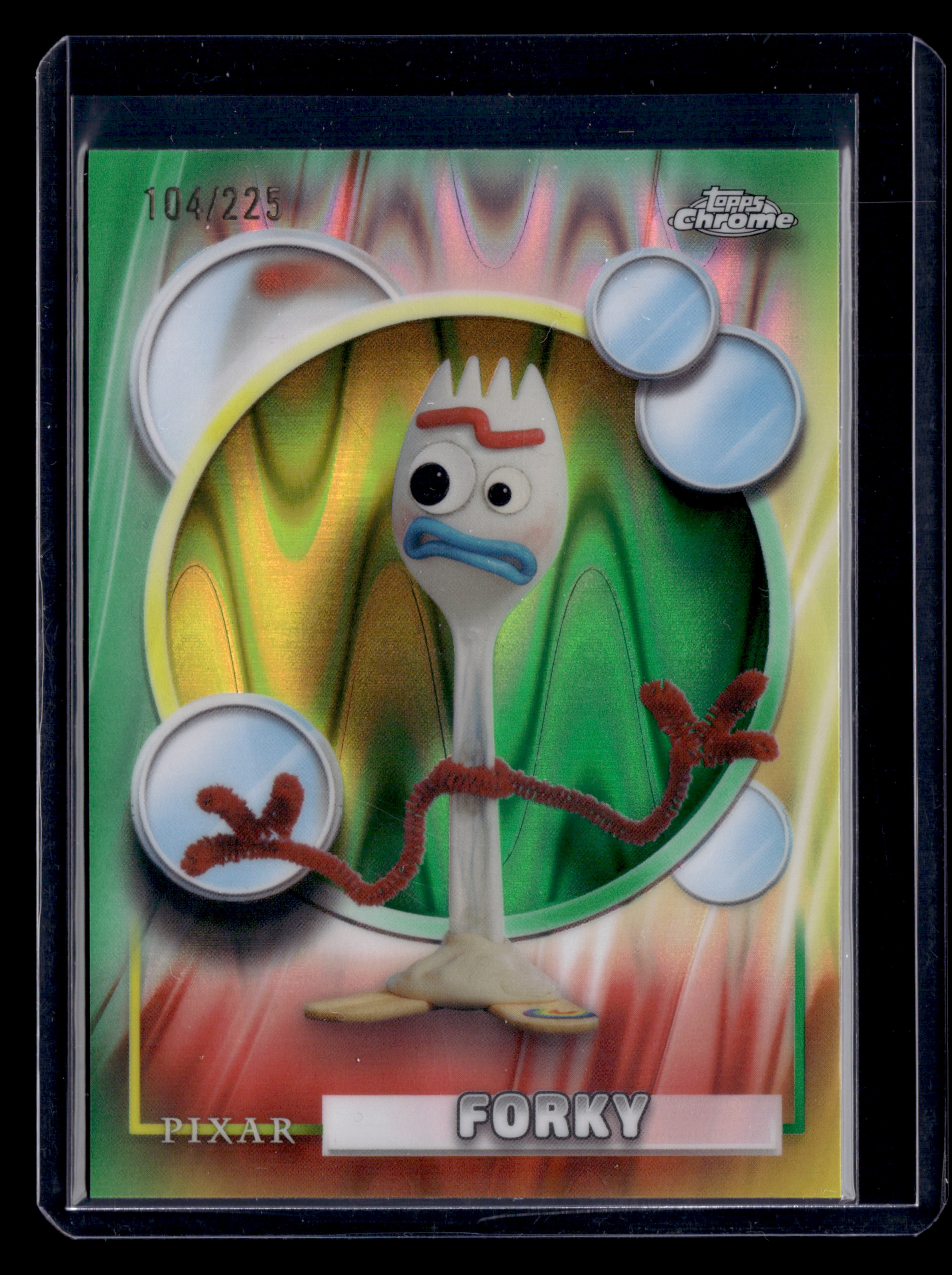 2026 Topps Chrome Disney 192 Forky Green Yellow Wave Refractor /225