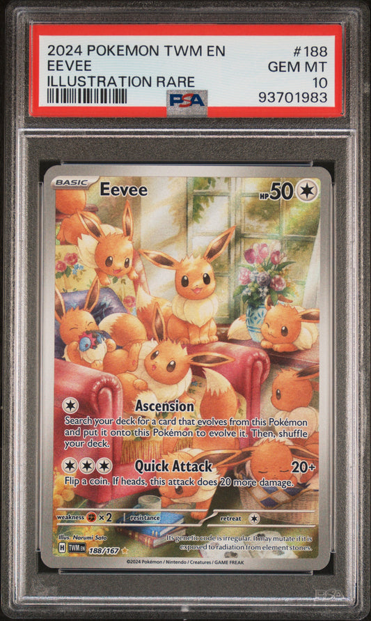 2024 Pokemon Twm En-Twilight Masquerade #188 Eevee Illustration Rare PSA 10