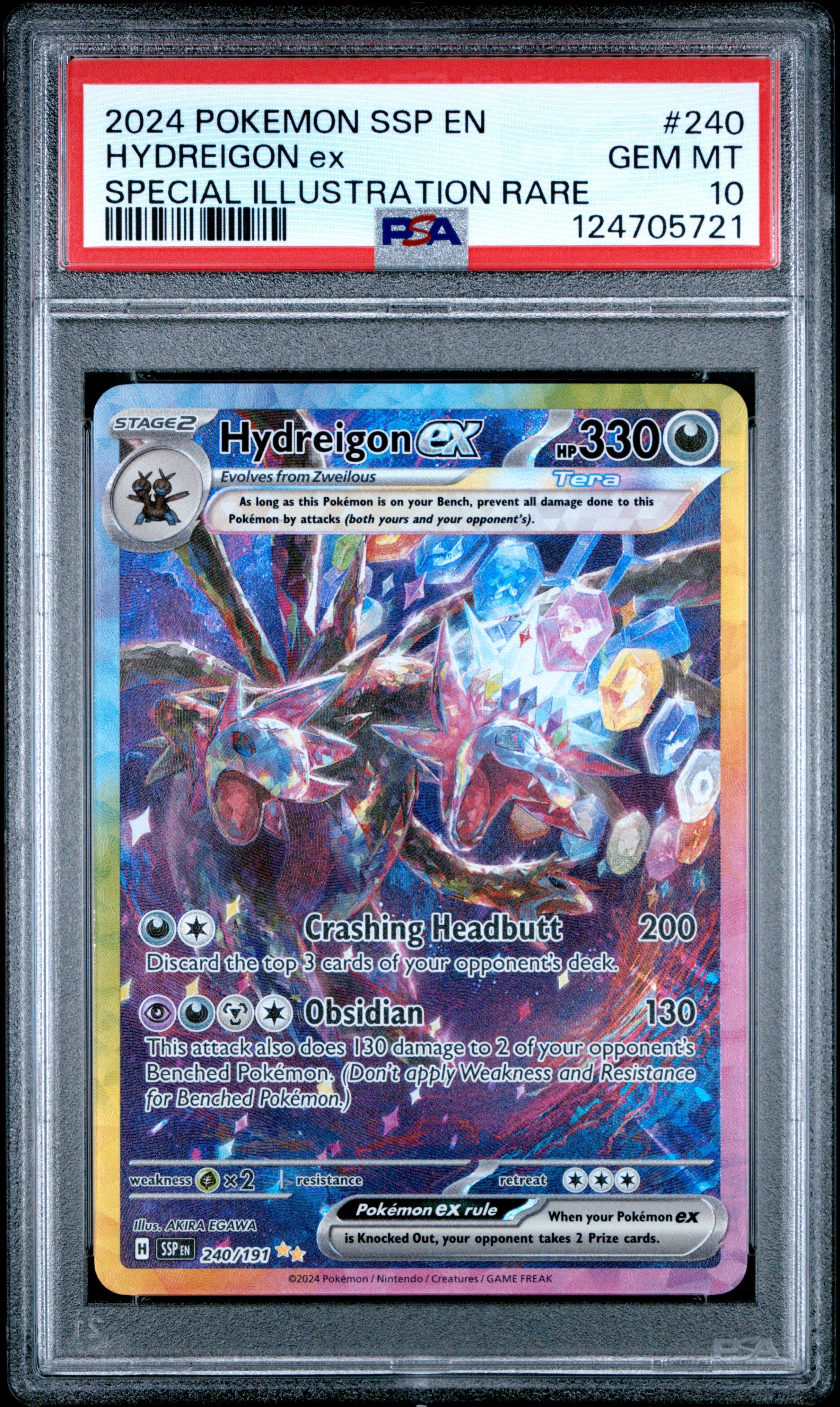 2024 Pokemon Surging Sparks #240 Hydreigon Ex Special Illustration Rare PSA 10