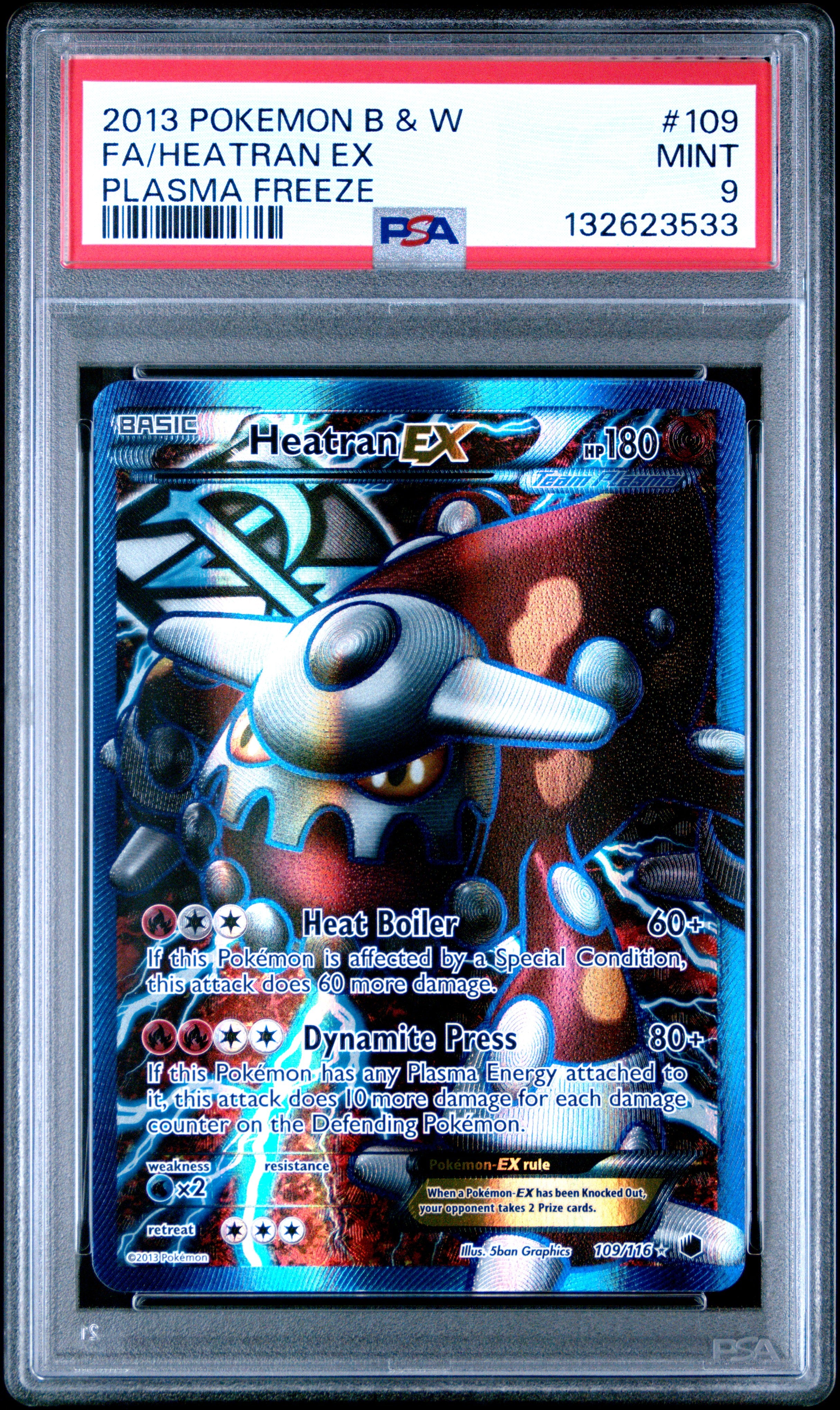 2013 Pokemon Black & White Plasma Freeze #109 Fa/Heatran Ex Plasma Freeze PSA 9