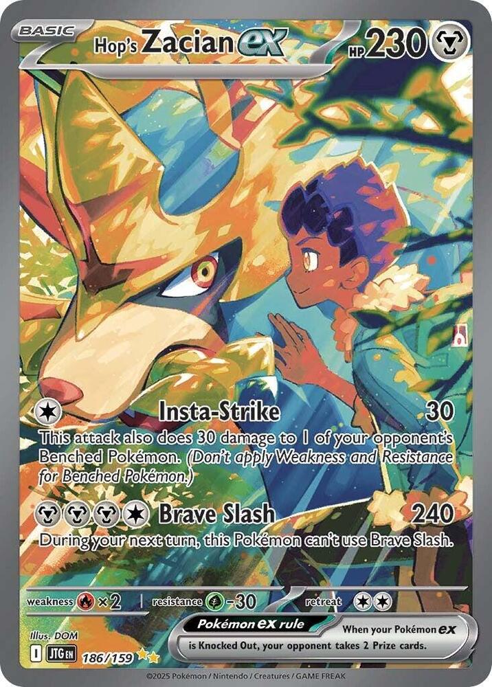 2025 Pokemon SV09: Journey Together Hop's Zacian ex - 186/159 SIR