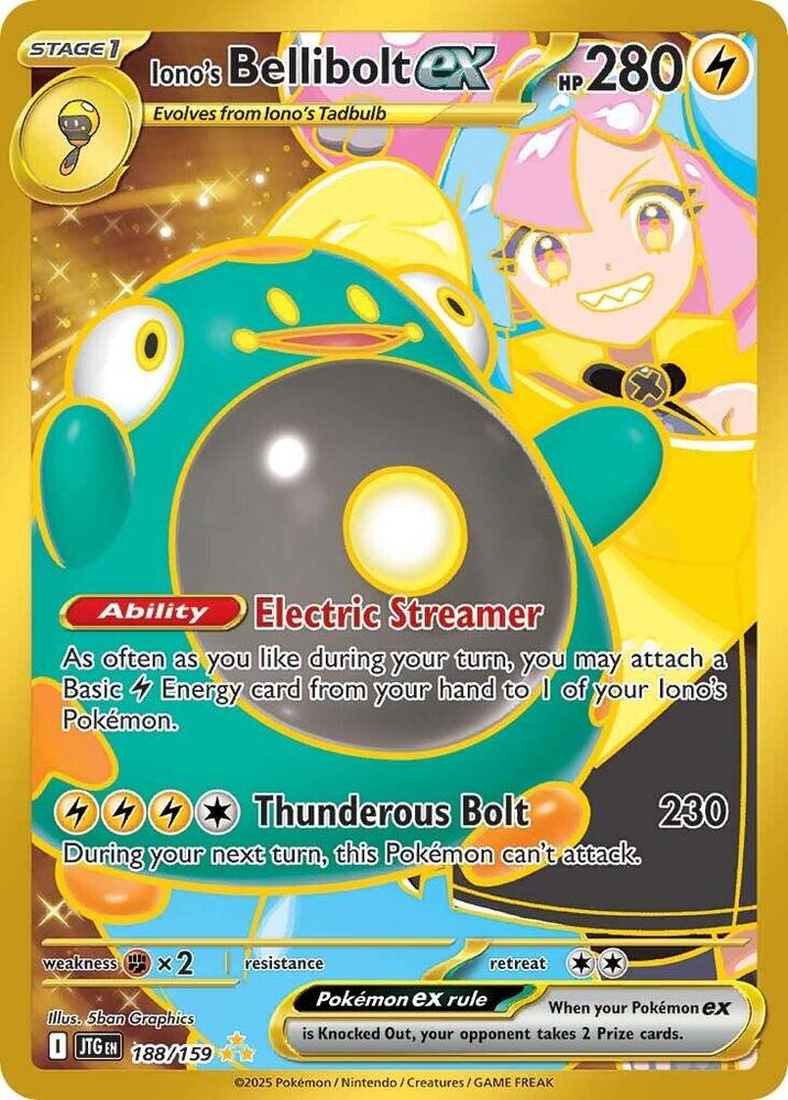 2025 Pokemon SV09: Journey Together Iono's Bellibolt ex - 188/159 Hyper Rare