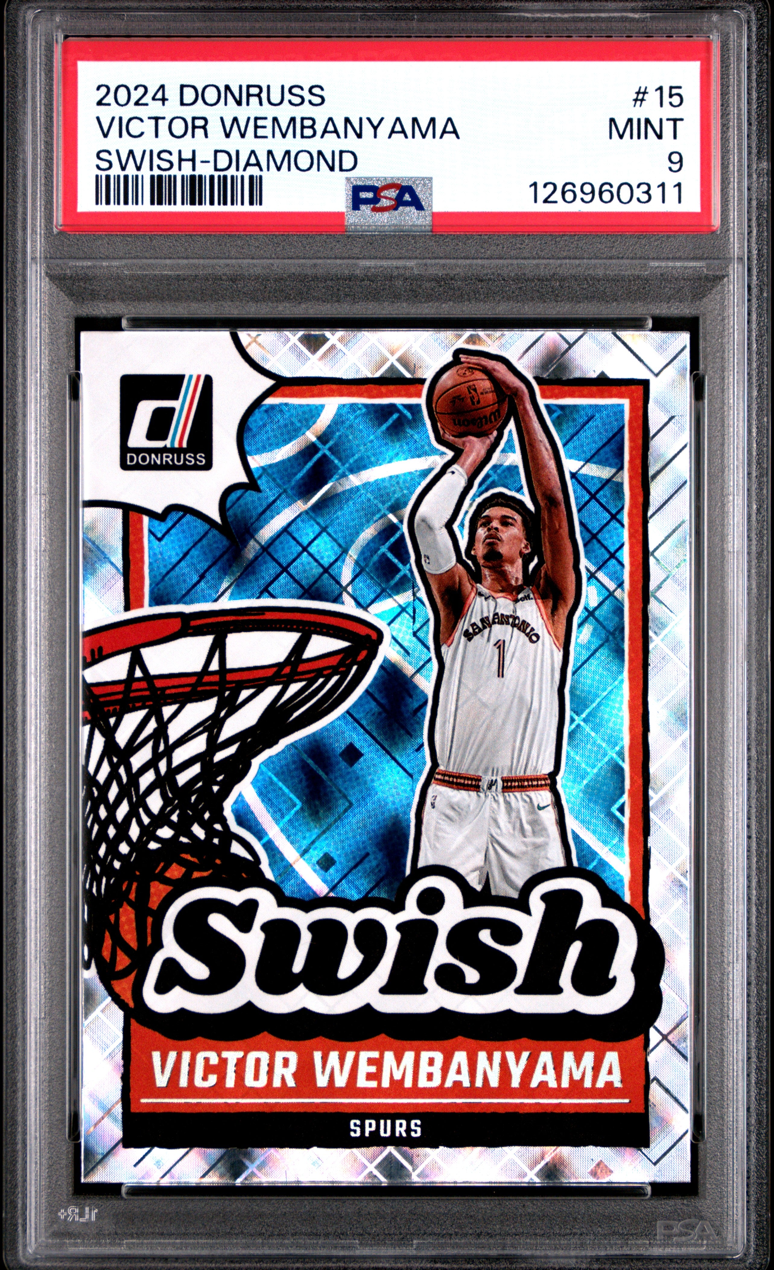 2024 Panini Donruss Swish #15 Victor Wembanyama Swish-Diamond PSA 9