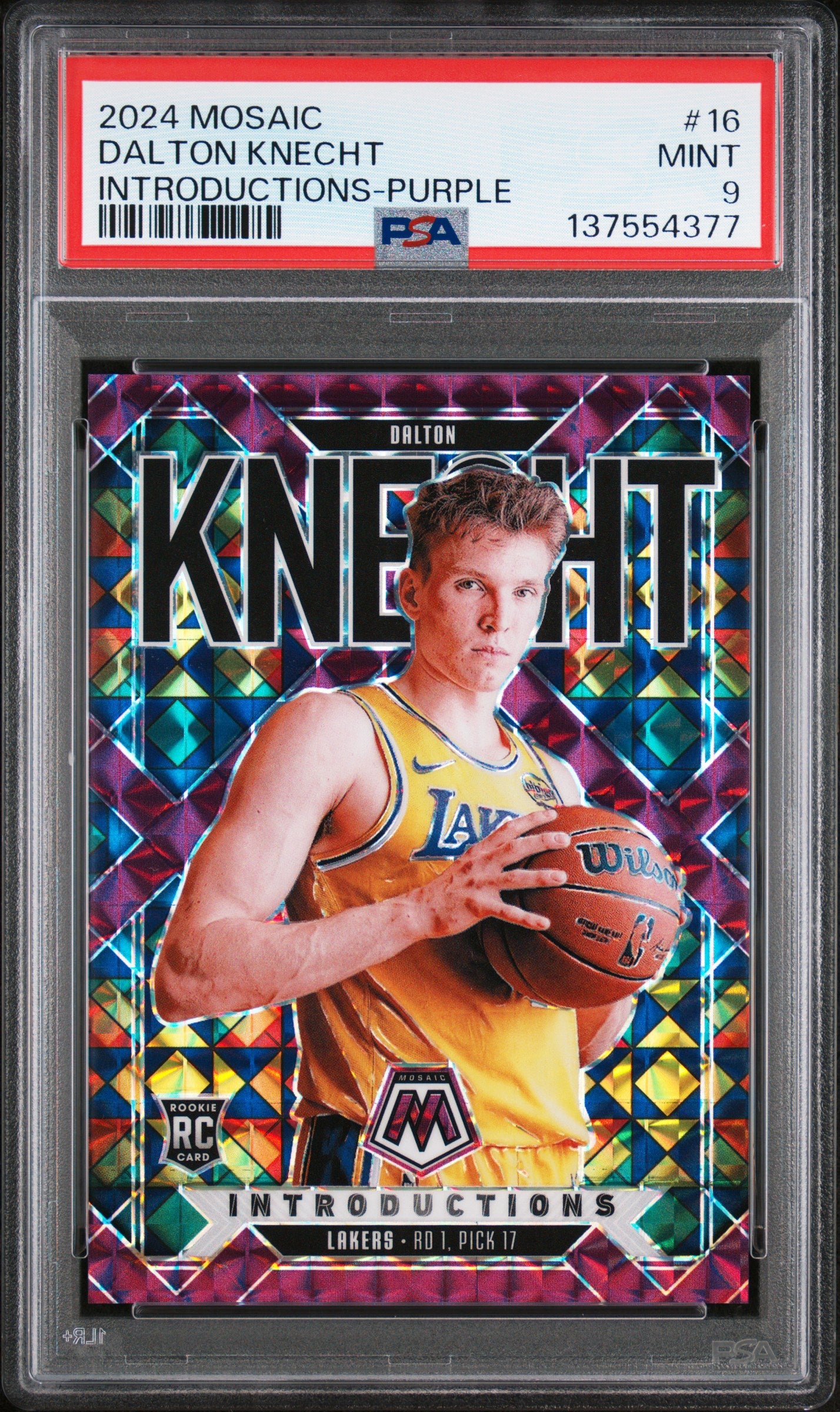 2024 Panini Mosaic  #16 Dalton Knecht Introductions-Purple /99 PSA 9