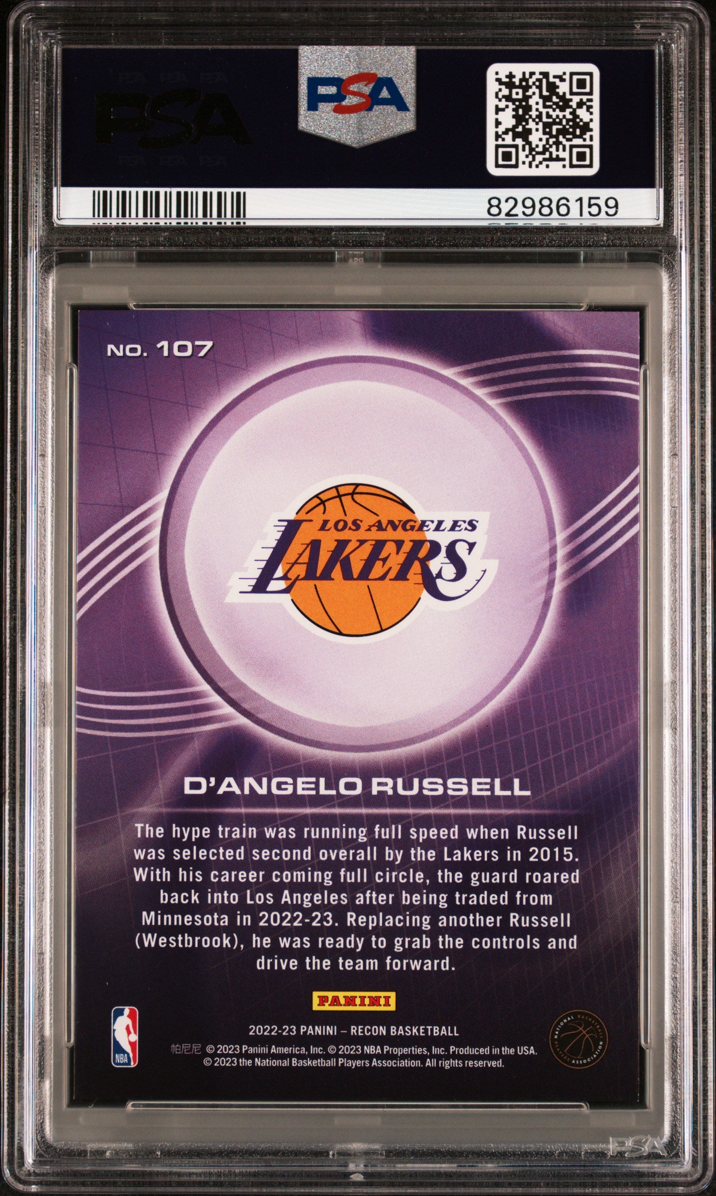 2022-23 Panini Recon #107 D'Angelo Russell Holo Orange FOTL #/17 PSA 8