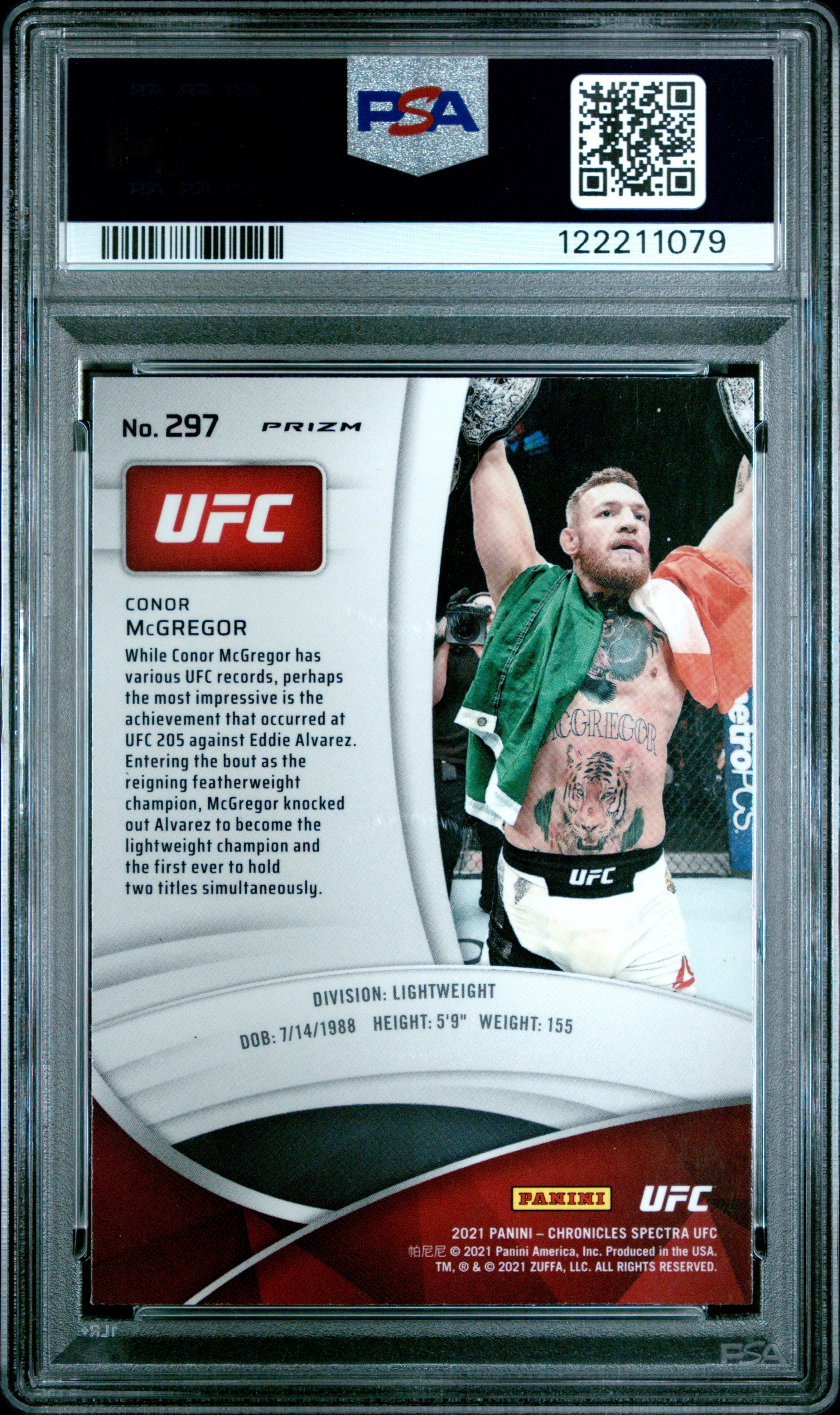 2021 Panini Chronicles Ufc #297 Conor Mcgregor Silver PSA 10