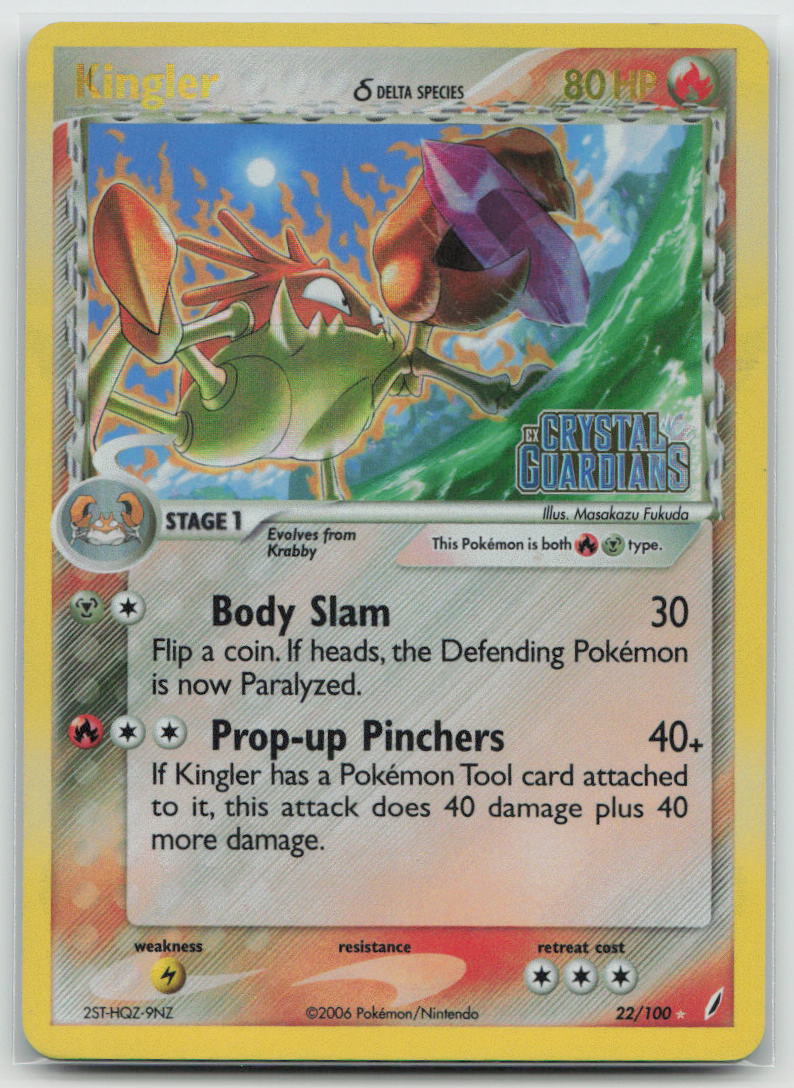 2006 Pokemon Crystal Guardians 22/100 Kingler Rare Reverse Foil Stamped HP