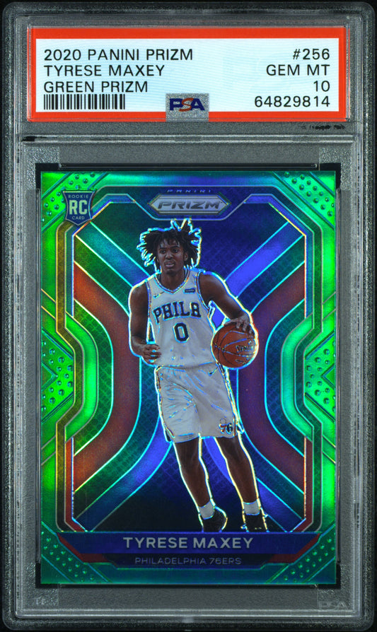 2020 Panini Prizm #256 Tyrese Maxey Green Prizm PSA 10