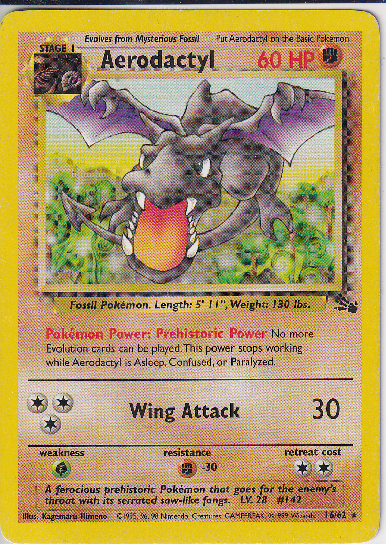 1999 Pokemon Fossil 01/62 Aerodactyl (1) Holo Rare