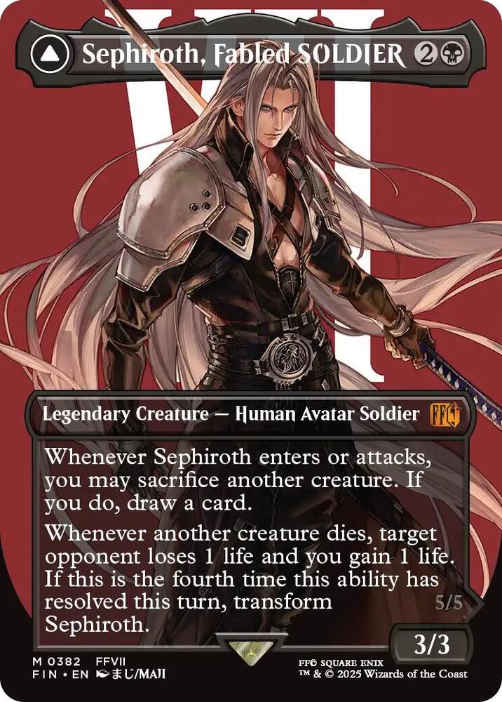 MTG FINAL FANTASY 382 Sephiroth, Fabled SOLDIER () (Borderless) M NM