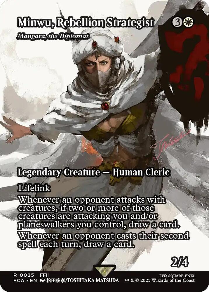 MTG FINAL FANTASY: Through the Ages 25 Minwu, Rebellion Strategist - Mangara, the Diplomat (Showcase) R NM