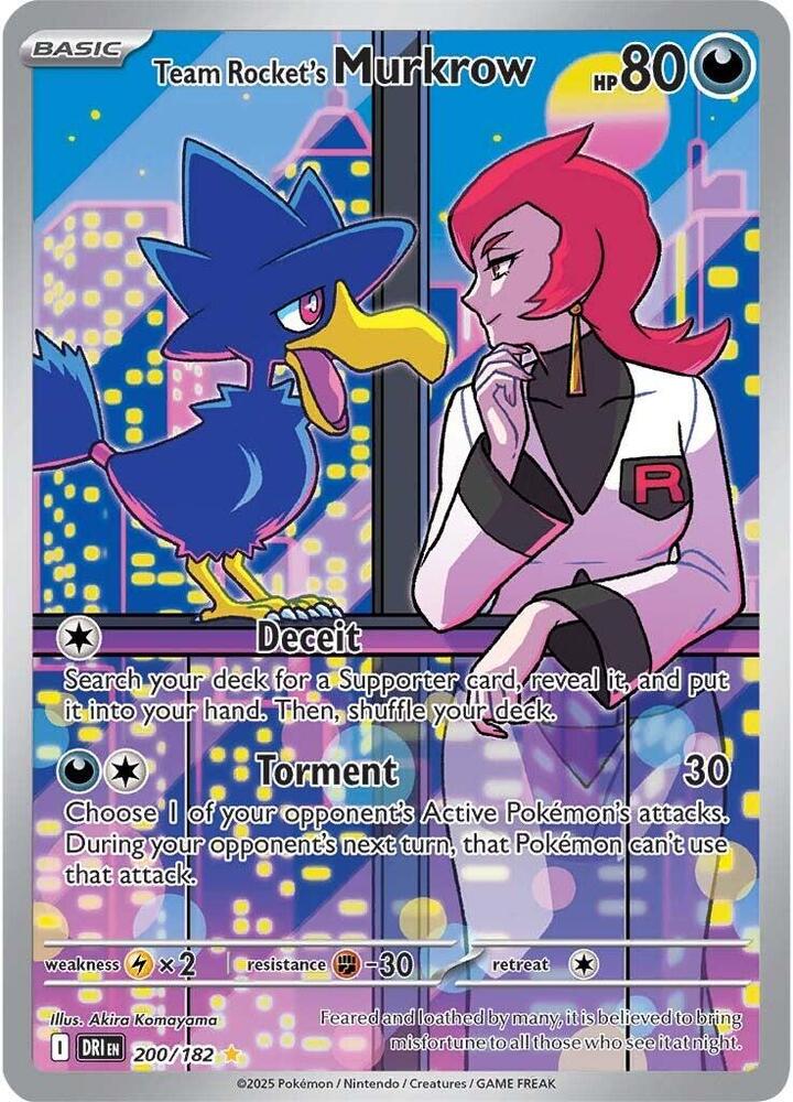 2025 Pokemon SV10: Destined Rivals Team Rocket's Murkrow - 200/182 IR