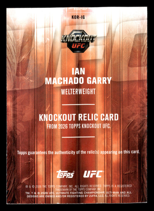 2026 Topps Knockout UFC #KOR-IG Ian Machado Garry Knockout Relics Gold #/8