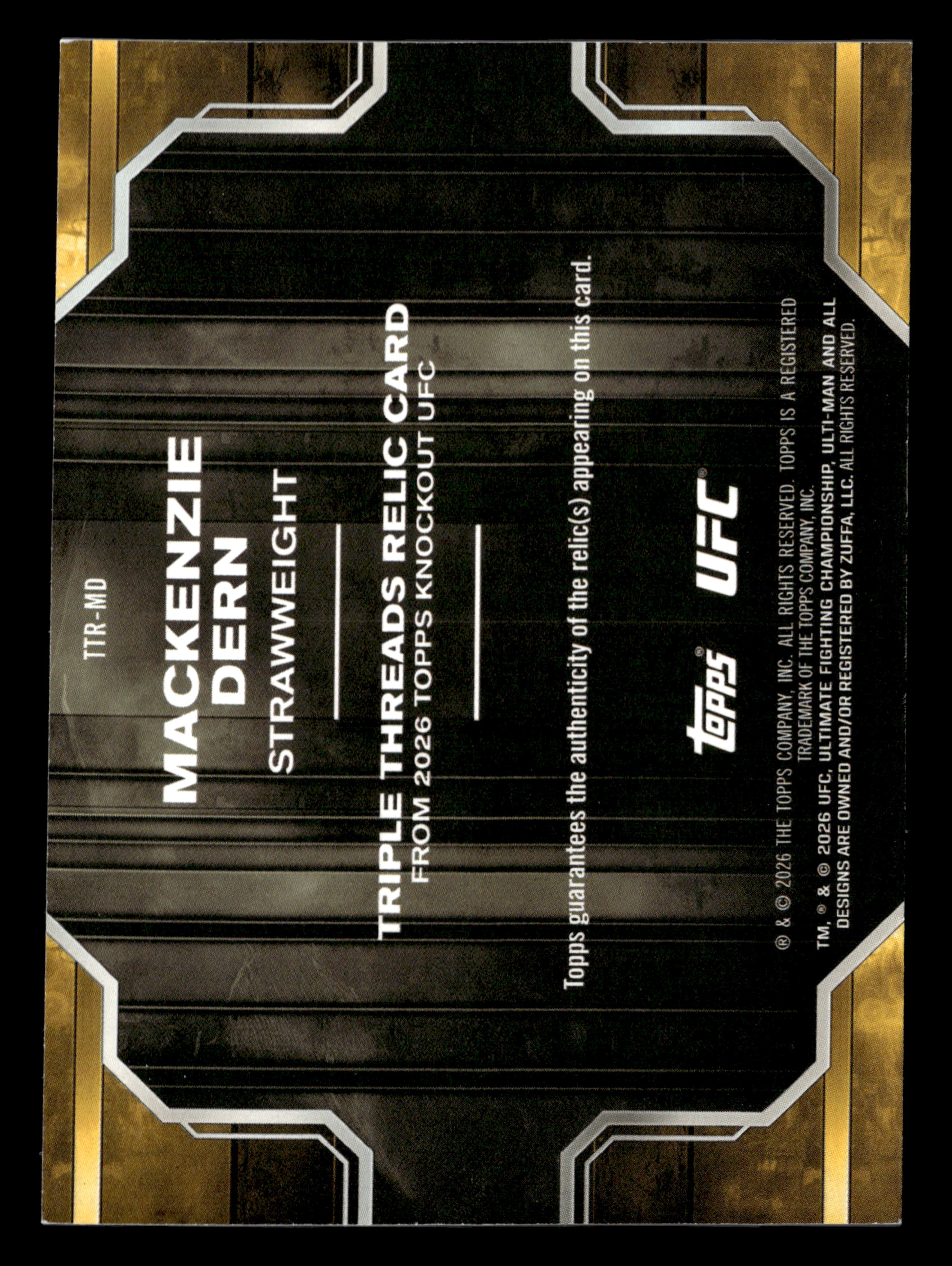 2026 Topps Knockout UFC #TTR-MD Mackenzie Dern Triple Threads Relics #/199
