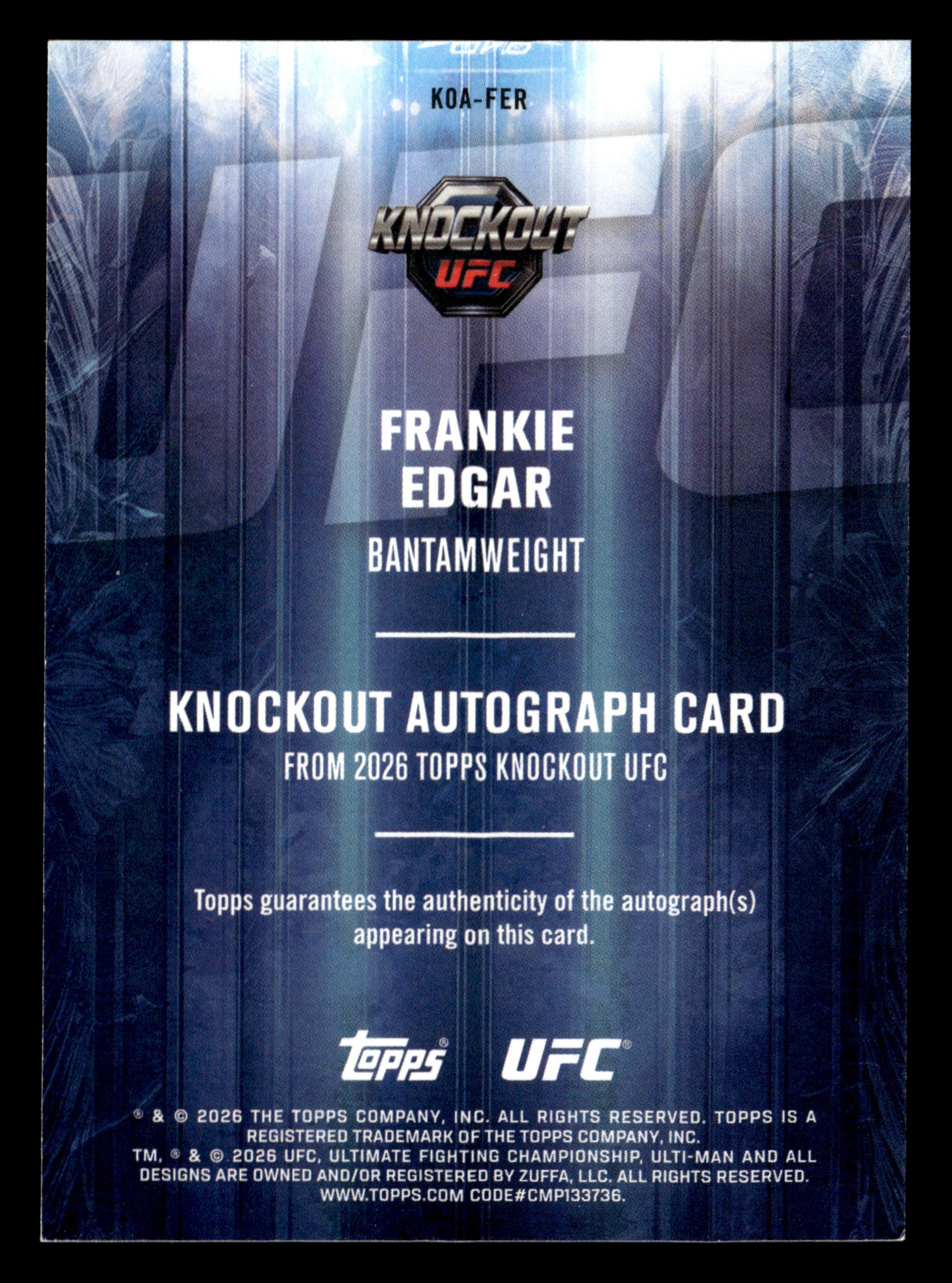 2026 Topps Knockout UFC #KOA-FER Frankie Edgar Knockout Autographs Red #/25