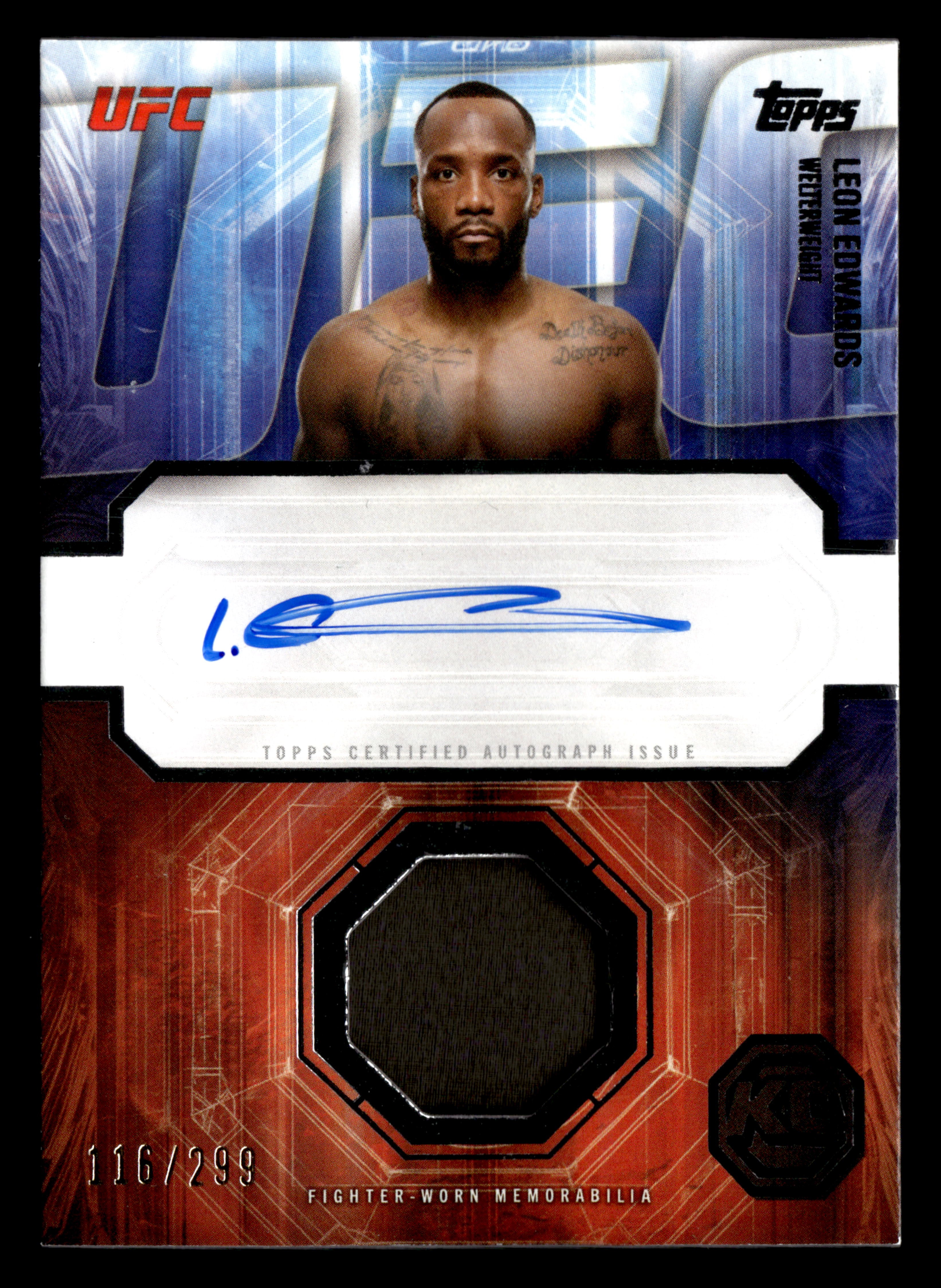 2026 Topps Knockout UFC #KAR-LE Leon Edwards Knockout Autograph Relics #/299