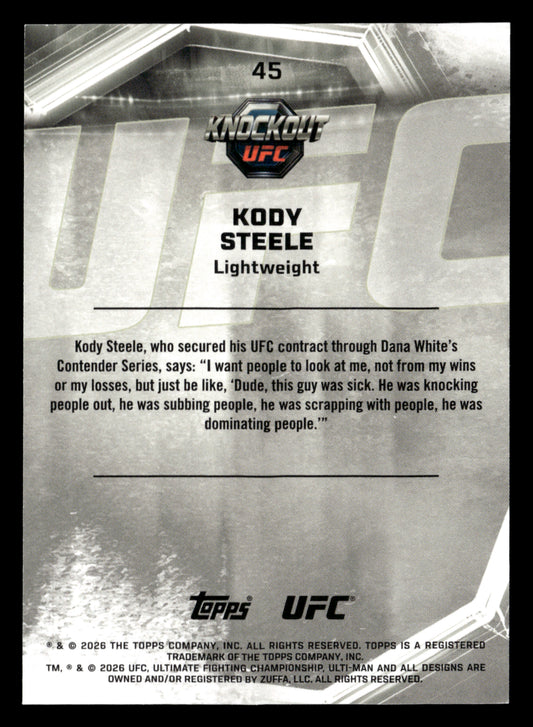 2026 Topps Knockout UFC #45 Kody Steele Teal #/149