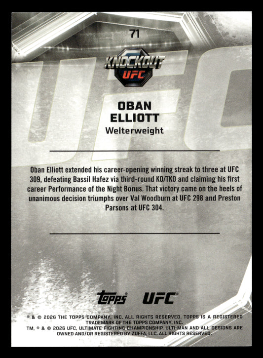 2026 Topps Knockout UFC #71 Oban Elliott Bronze #/299