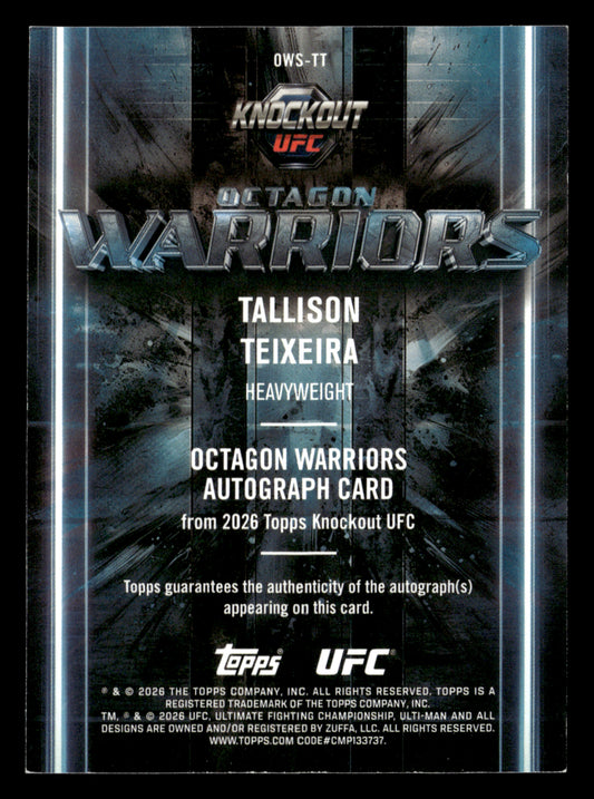 2026 Topps Knockout UFC #OWS-TT Tallison Teixeira Octagon Warriors Auto #/299