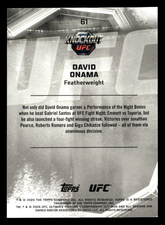 2026 Topps Knockout UFC #61 David Onama Bronze #/299