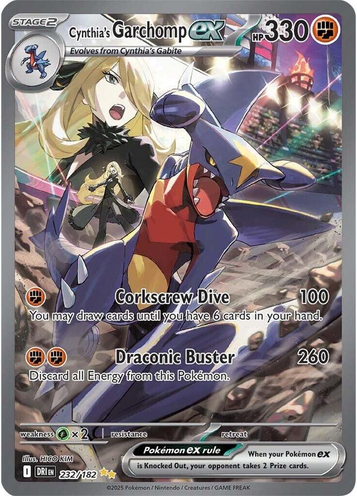 2025 Pokemon SV10: Destined Rivals Cynthia's Garchomp ex - 232/182 SIR