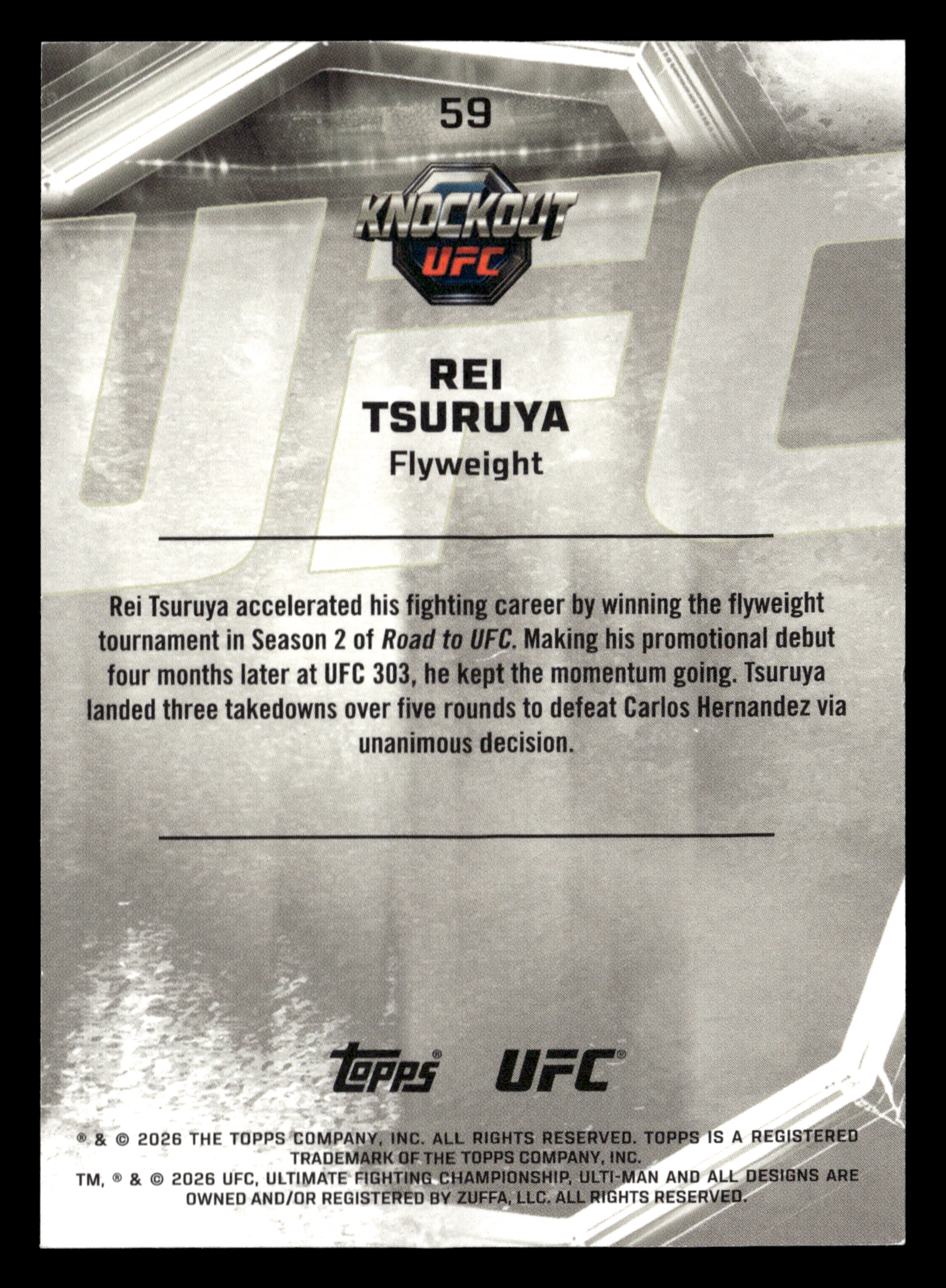 2026 Topps Knockout UFC #59 Rei Tsuruya Gold #/199