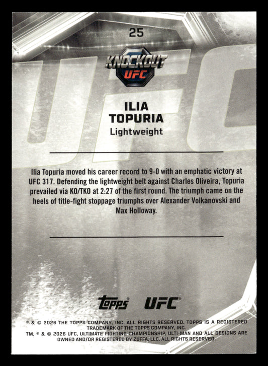 2026 Topps Knockout UFC #25 Ilia Topuria Holo Silver #/125
