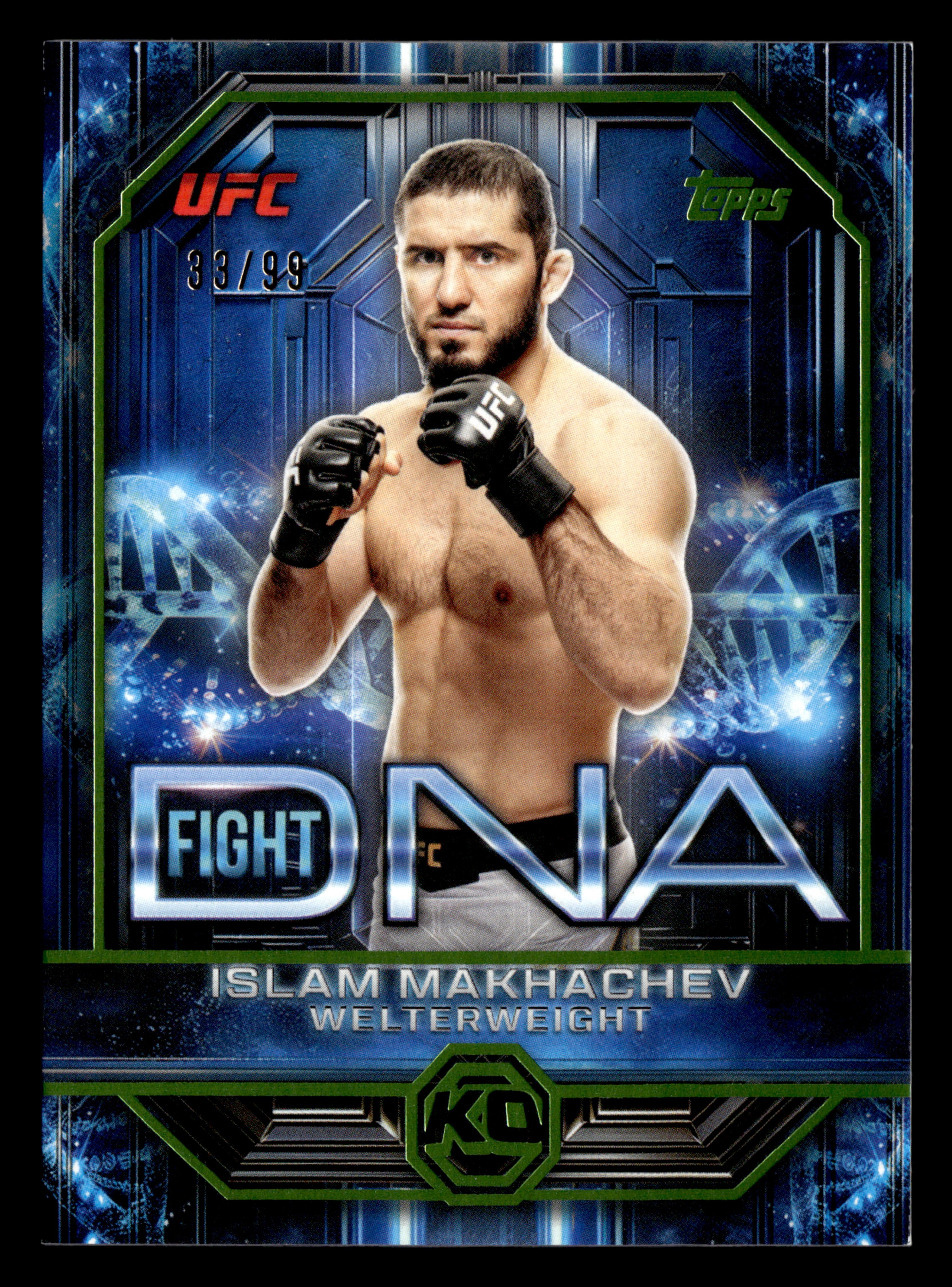 2026 Topps Knockout UFC #DNA-15 Islam Makhachev Fight DNA Lime Green #/99
