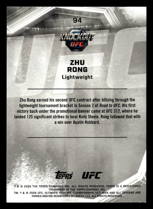 2026 Topps Knockout UFC #94 Zhu Rong Bronze #/299