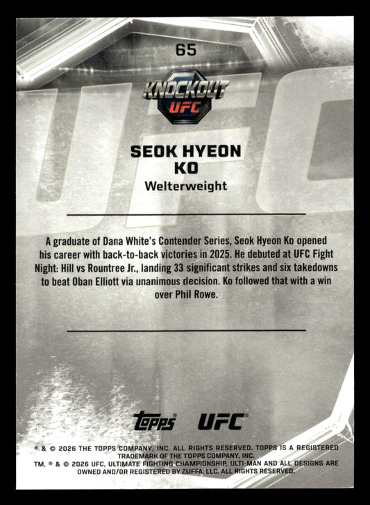 2026 Topps Knockout UFC #65 Seok Hyeon Ko Teal #/149