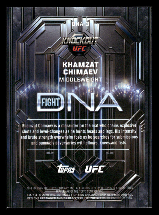 2026 Topps Knockout UFC #DNA-3 Khamzat Chimaev Fight DNA Lime Green #/99