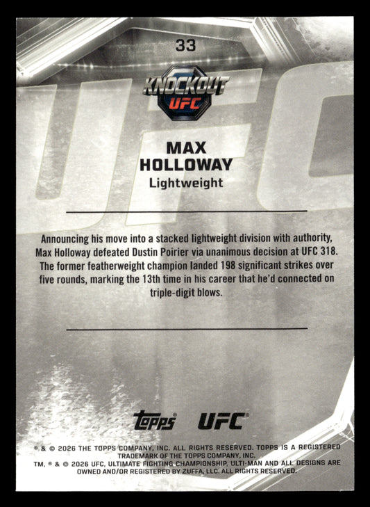 2026 Topps Knockout UFC #33 Max Holloway Bronze #/299