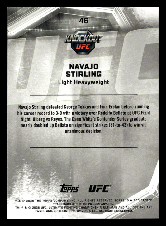 2026 Topps Knockout UFC #46 Navajo Stirling Bronze #/299