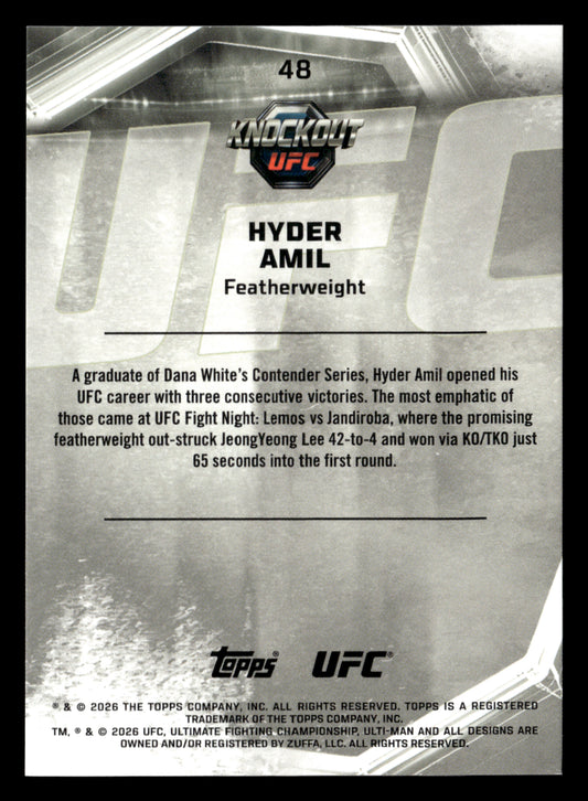 2026 Topps Knockout UFC #48 Hyder Amil Black & White #/15