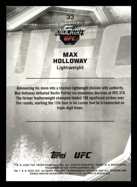 2026 Topps Knockout UFC #33 Max Holloway Orange #/88