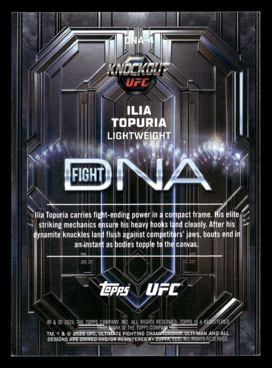 2026 Topps Knockout UFC #DNA-4 Ilia Topuria Fight DNA Lime Green #/99