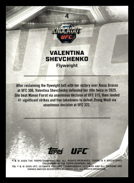 2026 Topps Knockout UFC #4 Valentina Shevchenko Orange #/88