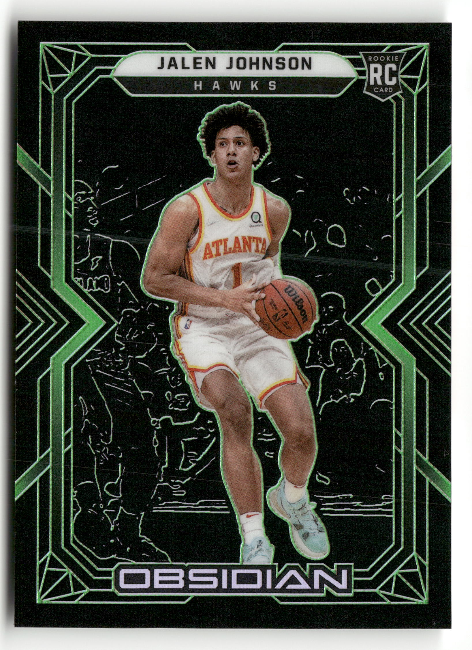2021-22 Panini Obsidian #186 Jalen Johnson Electric Etch Green #/25