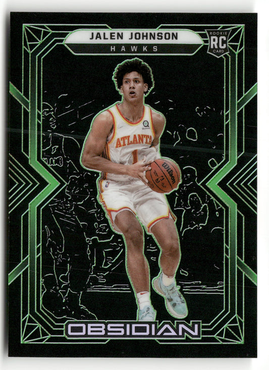 2021-22 Panini Obsidian #186 Jalen Johnson Electric Etch Green #/25