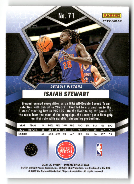 2021-22 Panini Mosaic #71 Isaiah Stewart Genesis