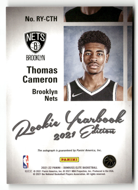 2021-22 Donruss Elite #RY-CTH Cameron Thomas Rookie Yearbook Autographs