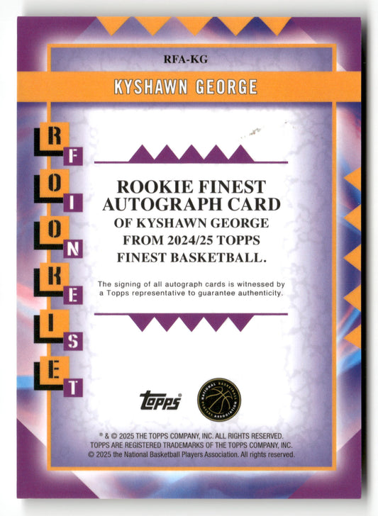 2024-25 Finest #RFA-KG Kyshawn George Rookie Auto Gold Geometric Refractor #/50
