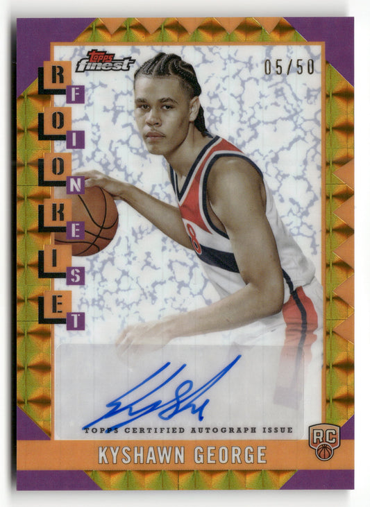2024-25 Finest #RFA-KG Kyshawn George Rookie Auto Gold Geometric Refractor #/50