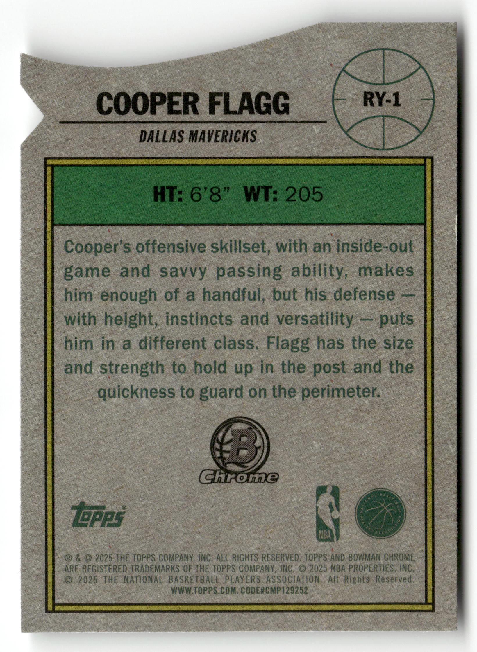 2025-26 Bowman #RY-1 Cooper Flagg Rookie of the Year Favorites