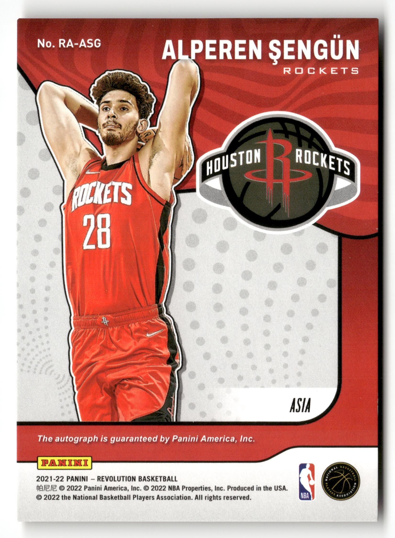 2021-22 Panini Revolution #RA-ASG Alperen Sengun Rookie Autographs Asia
