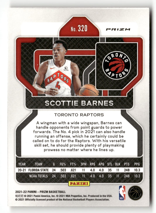 2021-22 Panini Prizm #320 Scottie Barnes Ruby Wave