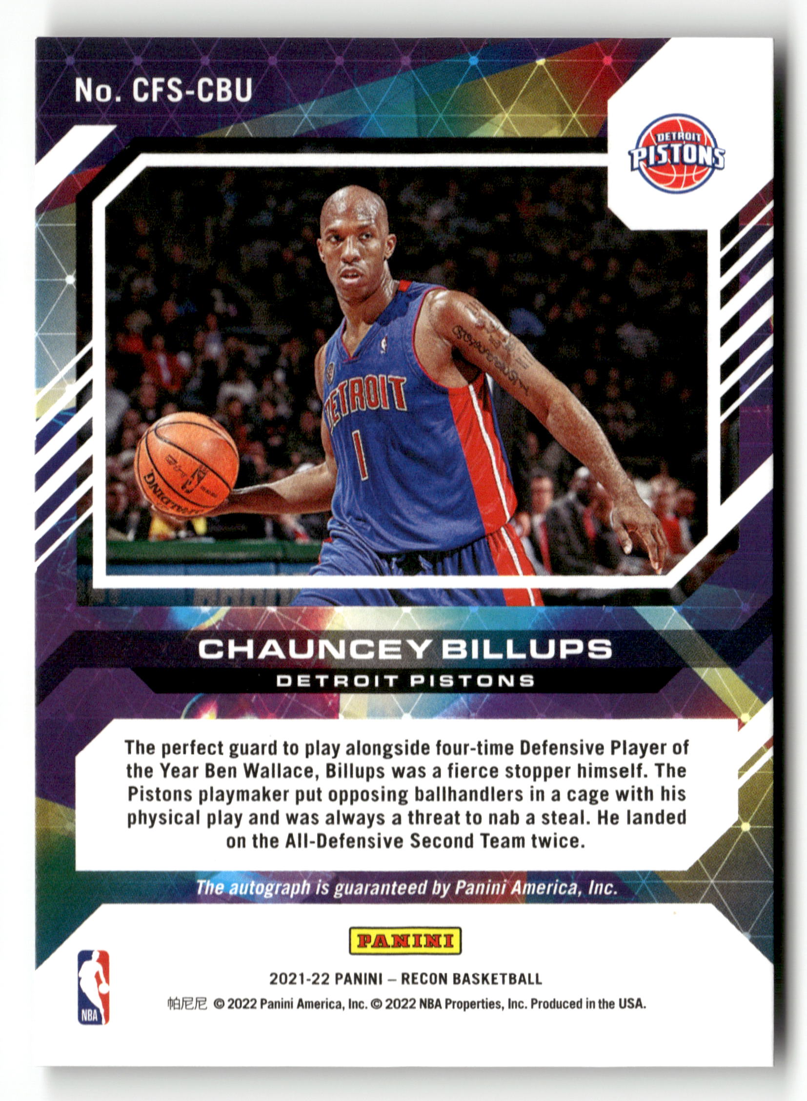 2021-22 Panini Recon #CFS-CBU Chauncey Billups Claim to Fame Signatures Red /75